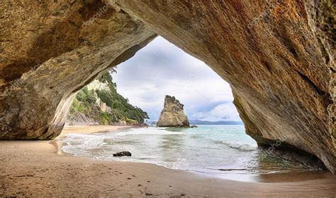 Spiaggia A Cathedral Cove Penisola Di Coromandel Nuova Zelanda