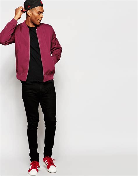 Maybe you would like to learn more about one of these? Asos Bomber Jacket In Burgundy in Red for Men | Lyst