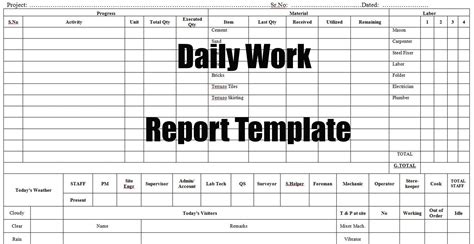 Daily Work Report Template Addictionary