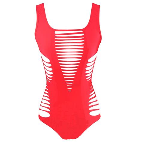 Sexy One Piece Swimsuit 2016 High Quality Cut Out Swimwear Women Beach Bodysuit Black Red