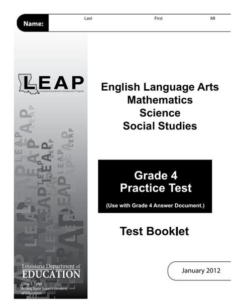 Leap Practice Test Louisiana Department Of Education