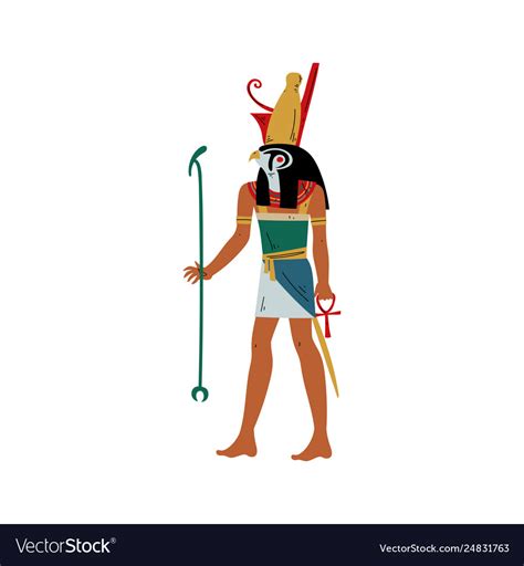 Horus God Sky And Sun With Head Falcon Royalty Free Vector