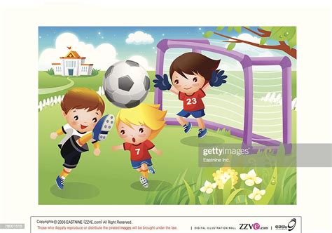 Three Boys Playing Soccer High Res Vector Graphic Getty Images