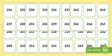 200 300 On Square Number Cards