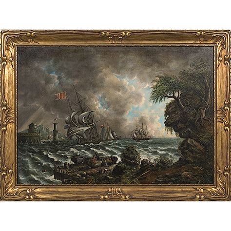 Marine Scene Possibly In The Hand Of Thomas Chambers Cowan S Auction House The Midwest S