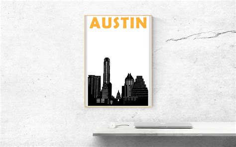Austin Print Austin Skyline Art Print Austin Texas Print Austin Art