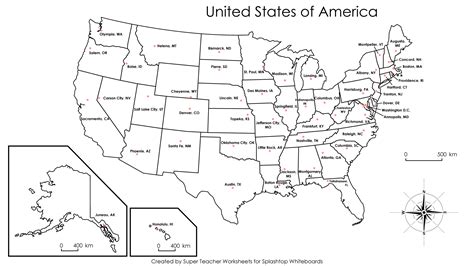 6 Best Images Of Us States And Capitals Printable Black And White Us