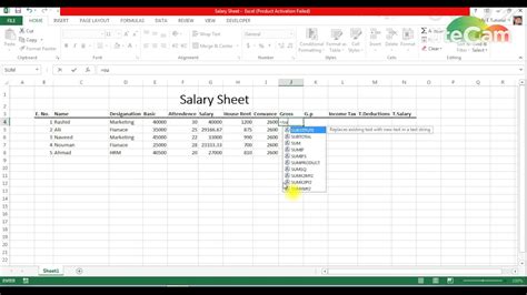 Salary Sheet Ms Excel 2013 Youtube