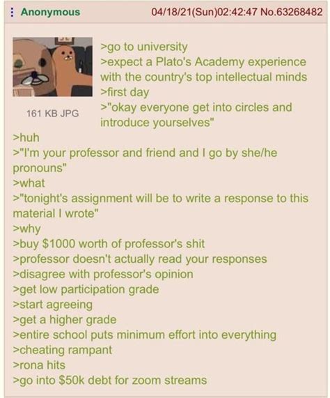 Anon Goes To University R Greentext Greentext Stories Know Your Meme
