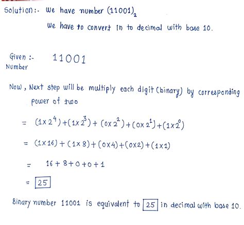 Solved Convert The Number 11001 Base 2 To Decimal Base 10 Course Hero