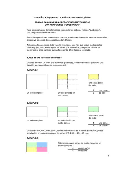 Quebrados Para Ninos Matematicas Pdf Fracción Matemáticas Notación