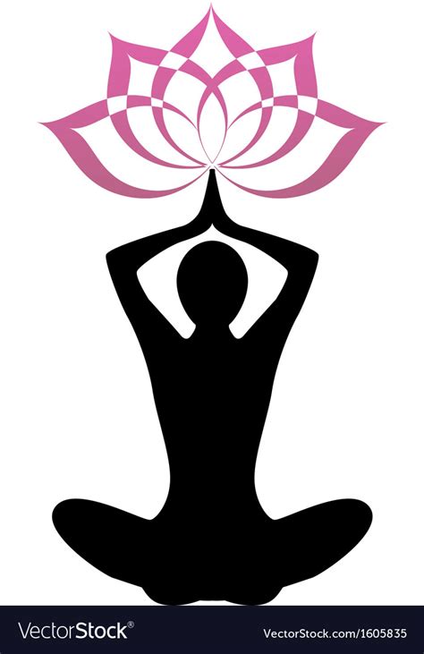 Download Silhouette yoga and lotus Royalty Free Vector Image