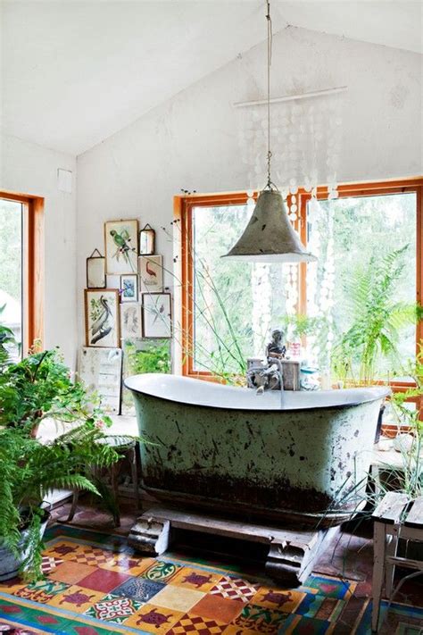 But i decided to get the bathroom done first because i knew i wanted to have vertical shiplap up on the walls and it had to go up before the hardware and mirrors did. 36 Bright Bohemian Bathroom Design Ideas - DigsDigs