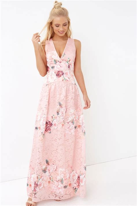 Pink Floral Lace Maxi Dress From Little Mistress Uk