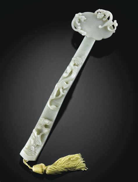 3011 A Celadon Jade Chilong Ruyi Sceptre Qing Dynasty 18th Century