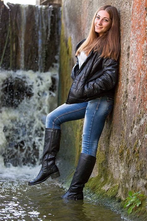 See My Wet Boots Knee Boots Outfit Thigh High Boots Heels Brown Leather Riding Boots Leather