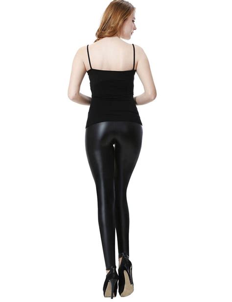 Everbellus Black Faux Leather Leggings High Waist Pants For Women Everbellus High Waisted