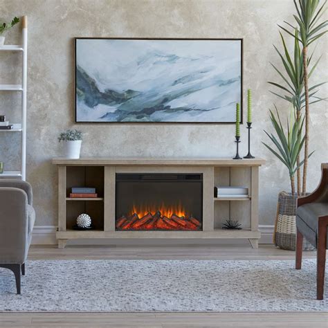 penrose slim electric fireplace media console real flame®