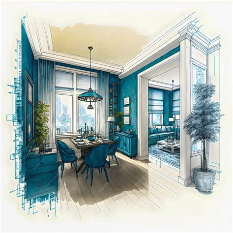 Croquis Et Plan Intérieur Lumineux Dun Nouvel Appartement Illustration