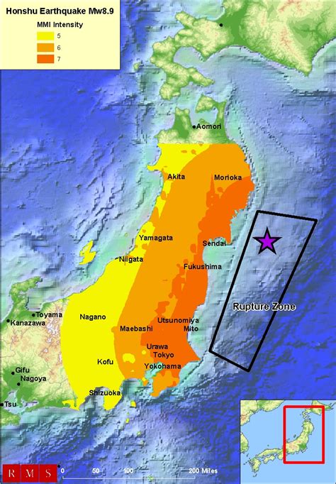 Map of the northern part of japan's main island of honshu depicting the intensity of shaking caused by the earthquake of march 11, 2011. From a geological perspective, what is surprising about ...