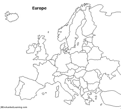 Useful during geography lessons to check the knowledge of the shapes of the borders of europe. Outline Map Europe - EnchantedLearning.com