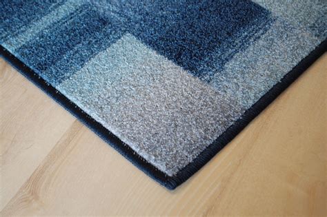Allgäuer teppichmanufaktur teppiche im wunschmaß. Karo Patchwork Teppich grau blau Velours umkettelt 130x200 ...