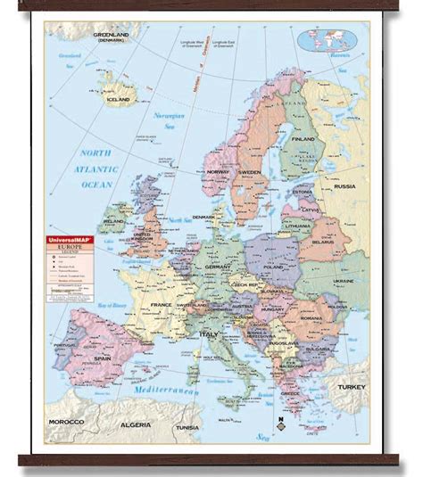 Wall Map Of Europe Large Laminated Political Map Sexi