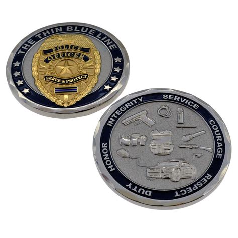 Thin Blue Line Police Officer Challenge Coin Police Tools Coin