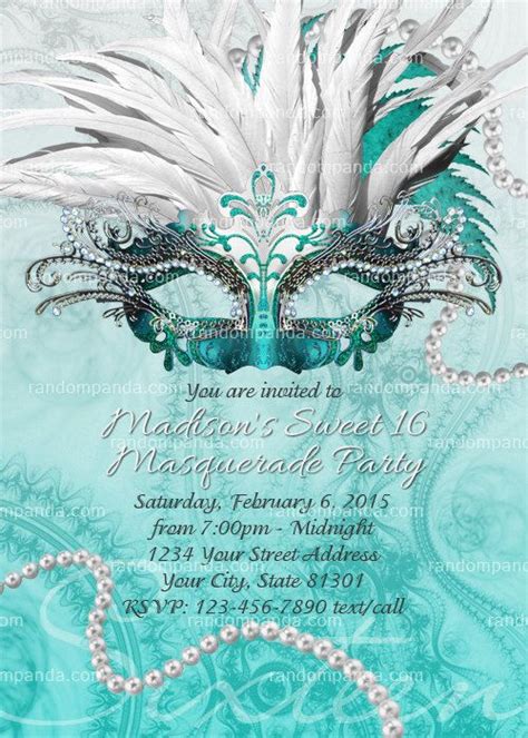 digital delivery teal masquerade ball invitation sweet 16 etsy sweet 16 party invitations