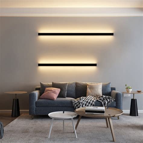 Minimalist Linear Led Whiteblack Wall Lamp Modern Ambient Atmosphere