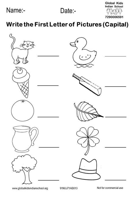 Write The First Letter Worksheet English Worksheets For Kindergarten