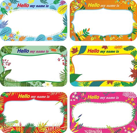 300 Pcs Name Tag Label Sticker In 6 Designs With Perforated Line For