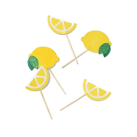 Lemon Cupcake Toppers 10ct Tropical Fruit Party Decor Tutti Fruity