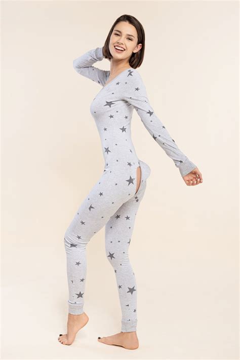Pajama With Open Butt Flap Sexy Sleep Suit Grey Big Star Etsy Uk