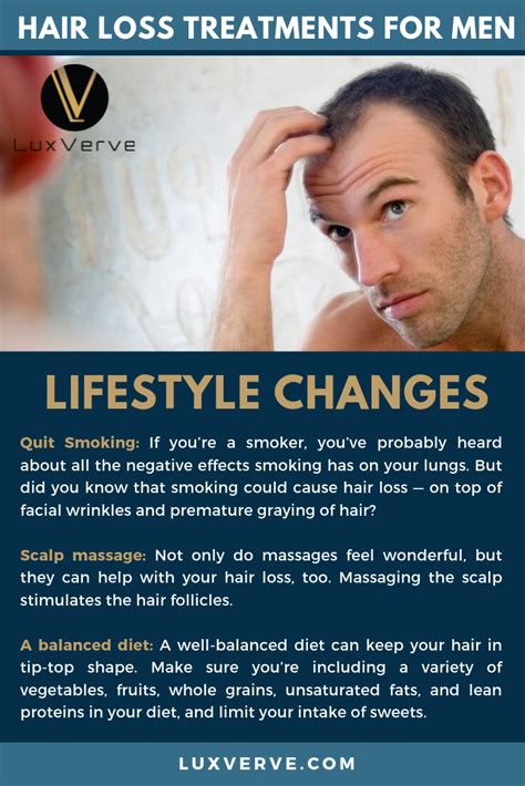 One can see her primary care doctor to see what other issues may be leading to hair loss, such as hormonal imbalances, autoimmune disorders, poor general health, etc. Hair Loss Treatments for Men - Lifestyle Changes | Hair ...