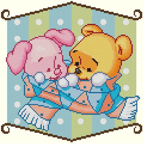 Winnie the pooh and friends cross stitch patterns. Baby Winnie the Pooh and Piglet Winter Friends Cross ...