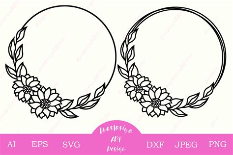 Floral Monogram Frame Svg Flower Border Svg Wreath Dxf 655373 Cut