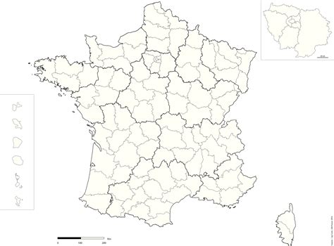 Carte vierge des départements de france.france : france-departement-echelle-reg-vierge - Cap Carto