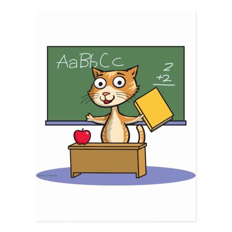 Cat Teacher Postcard