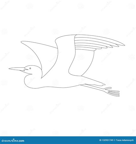 Flying Heron Vector Illustration Profile View Stock Vector