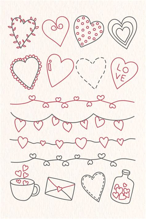 Download Premium Vector Of Hand Drawn Love And Valentines Day Doodle