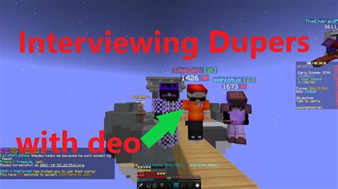 Interviewing Dupers With Timedeo Hypixel Skyblock Youtube