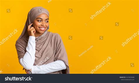 Interested Afro Arabic Girl Hijab Looking Stock Photo 1619925838