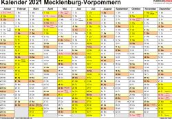 Die termine der gesetzlichen feiertage in deutschland für 2021, übersichtlich nach termin / datum, feiertag und bundesland. Kalender 2021 Mecklenburg-Vorpommern: Ferien, Feiertage, PDF-Vorlagen