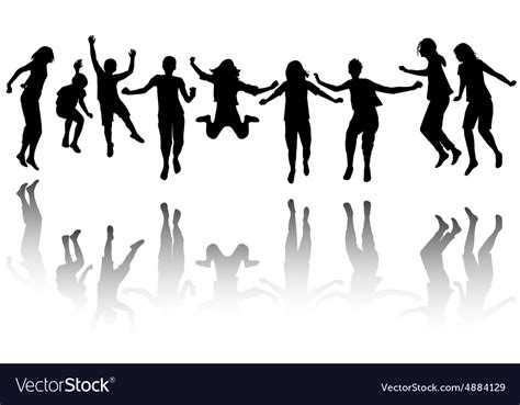 Group of children silhouette jumping Royalty Free Vector