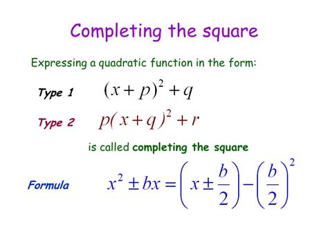 Completing The Square Formula