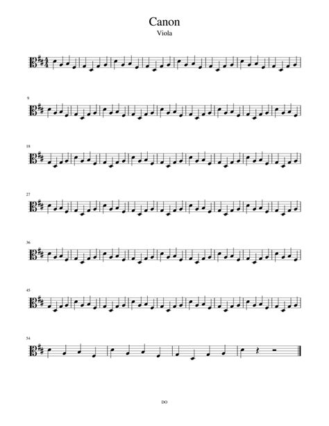 Canon Sheet Music For Viola Solo