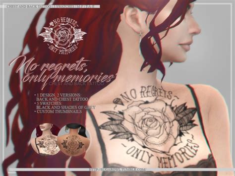 No Regrets Only Memories Tattoos By Sugar Owl At Tsr Sims 4 Updates