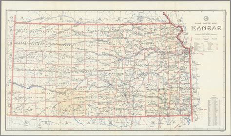 Post Route Map Of The State Of Kansas Showing Post Offices With The