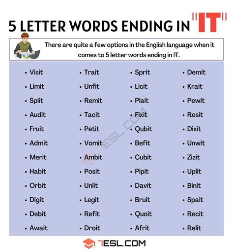 5 Letter Words Ending In It What Is 5 Verb Forms Letter N Words Term Paper Words To Use